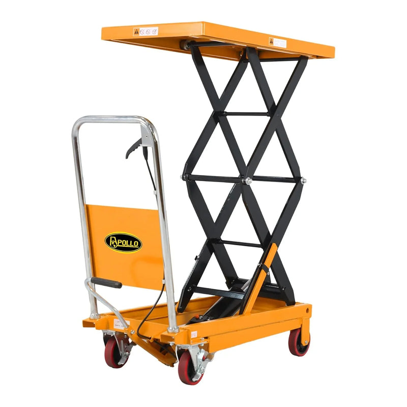 Hydraulic Lift Table Cart – 770 lbs Capacity, 51" Max Height, Double Scissor Lift with Safety Guard & 4 Wheels H0