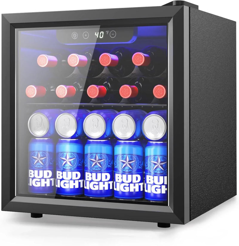 Beverage Refrigerator Cooler - 126 Can Mini Fridge with Glass Door for Soda Beer or Wine, Beverage Cooler for Home, Office, Bar with Adjustable Removable Shelves, Silver Q2