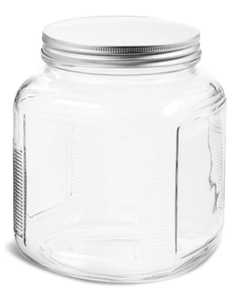 Anchor Hocking Cracker Glass Food Storage Jar with Silver Lid, 2-qt, Clear & Durable Glass S7