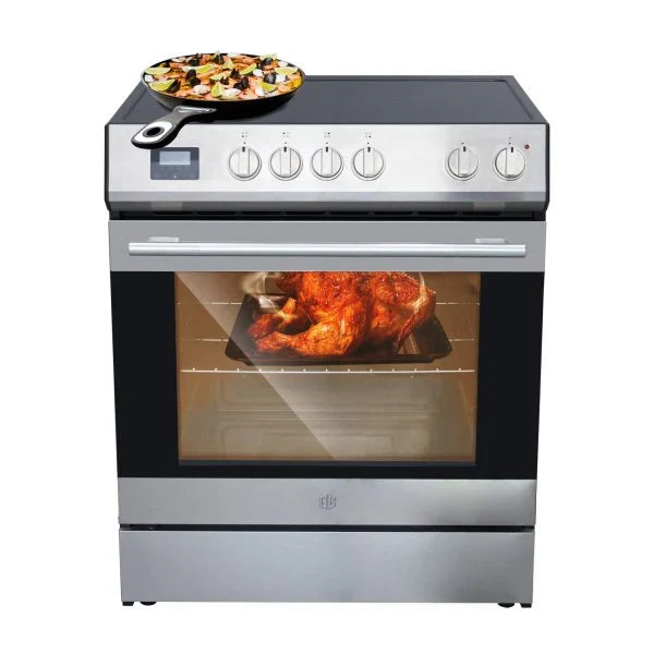 Front Control Electric Range Oven with 5 Cooktop Elements with 6 Cooking Power Options, Freestanding Oven, 5.0 cu. ft. Capacity Stainless Steel S6
