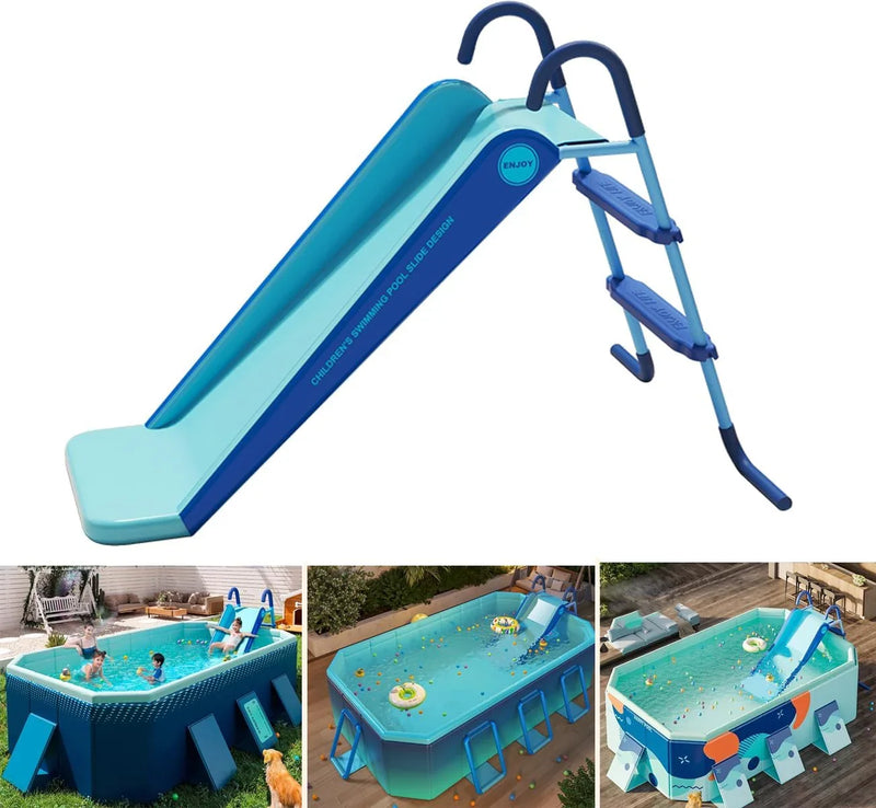 Pool Slide Inflatable Swimming Water Slide, Summer Swimming Pool Supplies Universal Trampoline Ladder Backyard Slide Home Playground Equipment N1