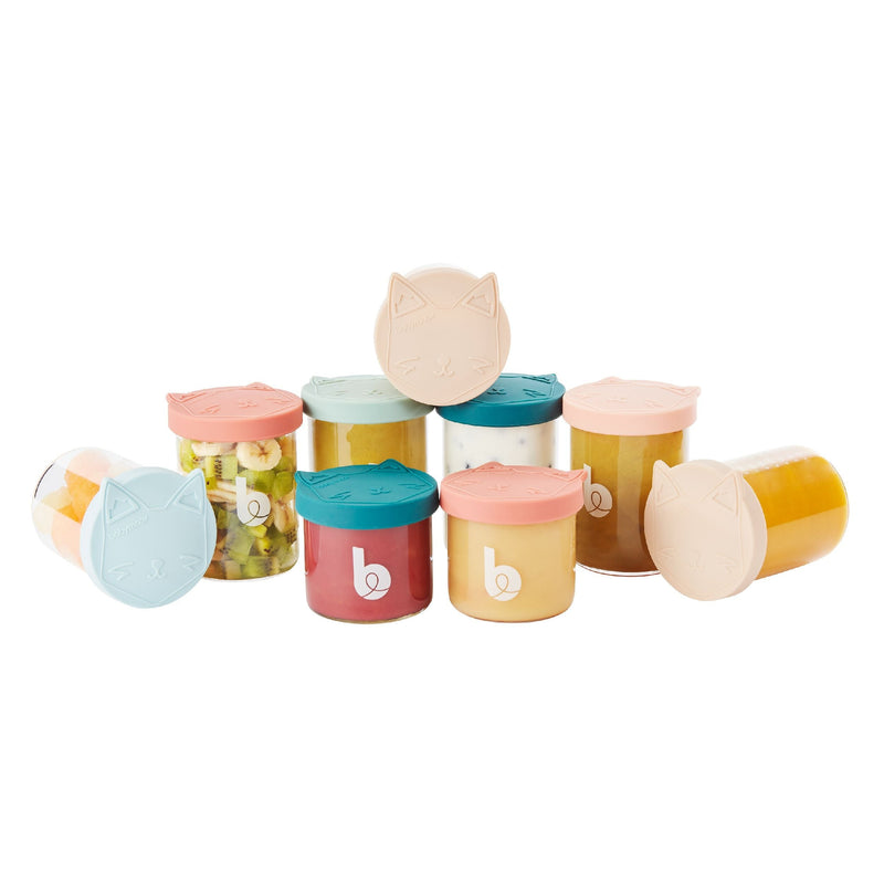 Babymoov Isy Glass Food Prep & Storage Bowls Set, For Babies & Toddlers, 4-oz & 8.5-oz, 9-pk O0