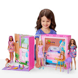 Barbie 2024 Getaway House Playset with Doll, Includes 4 Play Areas, Kids Ages 3+