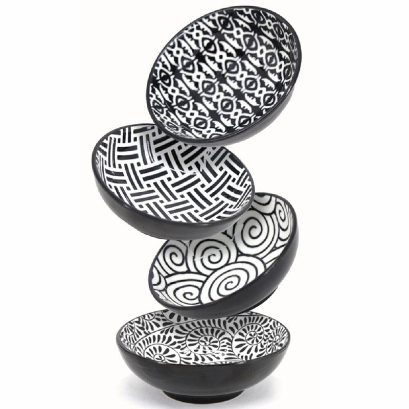 Bia Black & White Patterned Mini Bowls Set, 8-cm, 4-pc L4