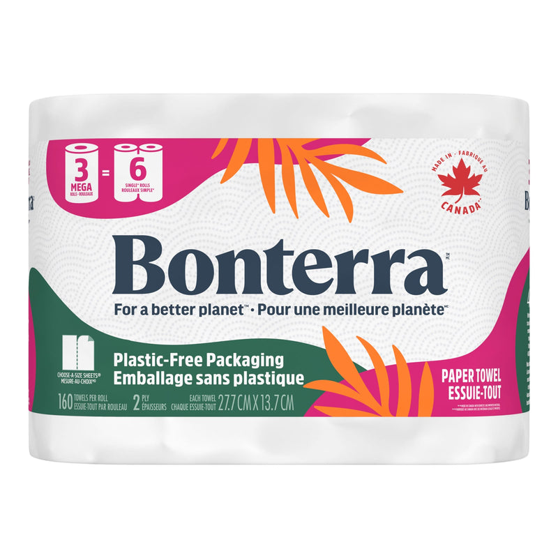 Bonterra Double Roll Paper Towel, 2-ply, 3-pk C3