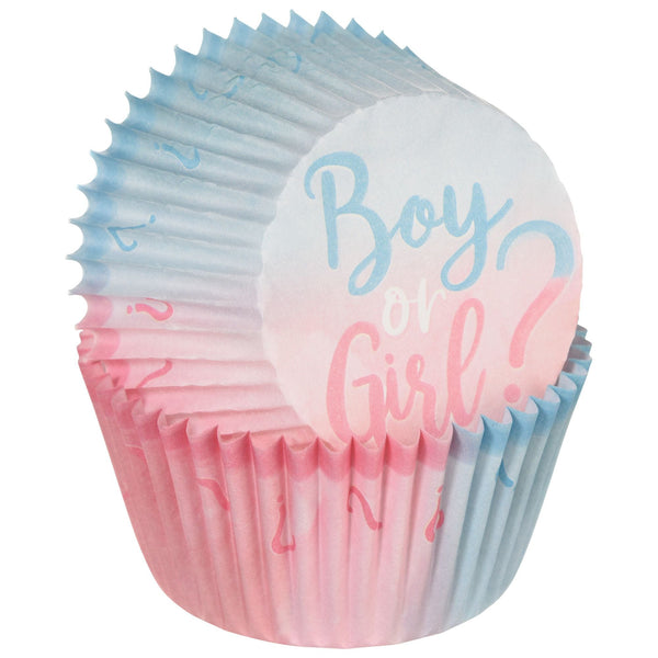 "Boy or Girl?" Baking Cups, Blue/Pink, 2-in, 75-pk, for Gender Reveal N3