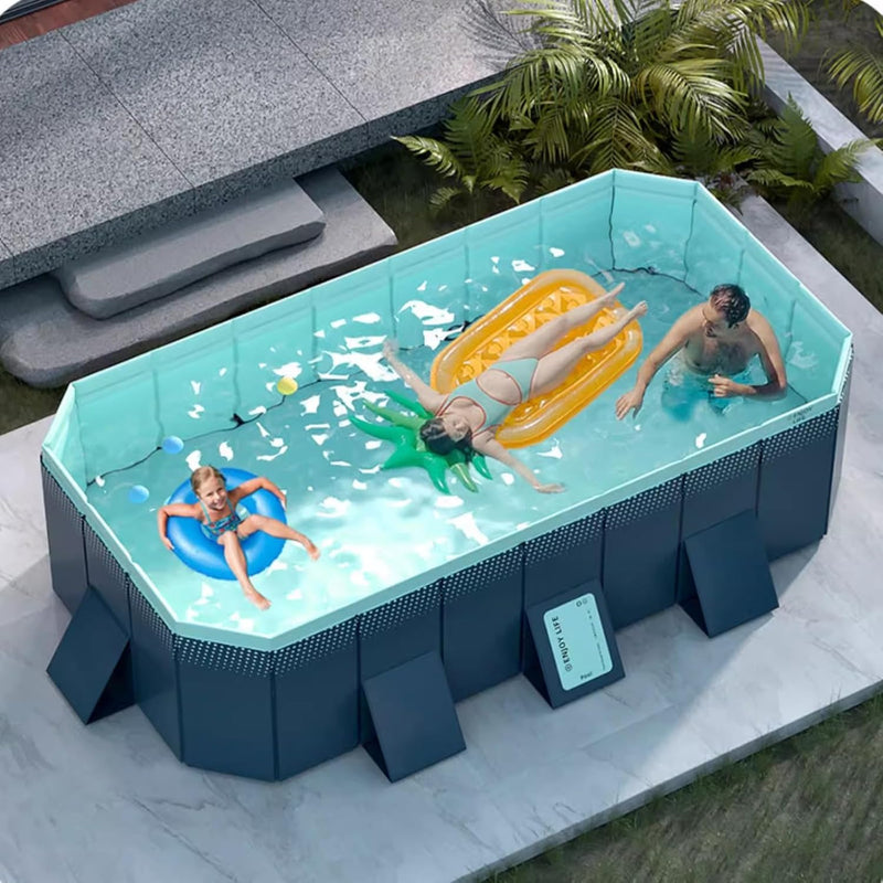 Pool Above Ground/Wood Frame Swimming Pools, 5feet/ 6foot/ 7ft/ 8ft/ 9ft/ 13ft Long Outdoor Mini Large Rectangular Pool for Indoor Outdoor Backyard Home, Toddler Adults Relax Pool (Size : 1.6x1.2x0. R8