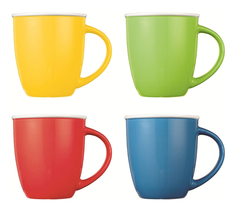 CANVAS Easton Ceramic Mug Set, 13.5-oz, Assorted Colours, 4-pc, Dishwasher and Microwave Safe I6