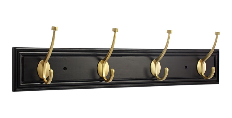 CANVAS Galena Stainless Steel 4-Hook Pill Top Rail, Black/Brass, 27-in O7
