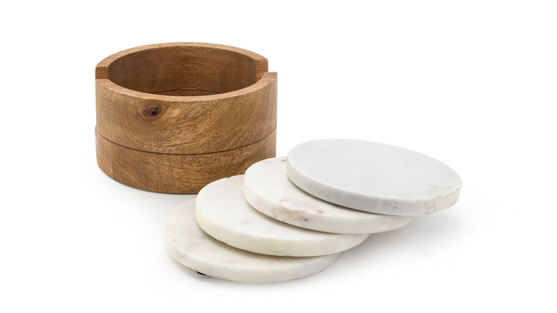 CANVAS Marble Drink Coasters, Round, Crystal, 4-pk L3