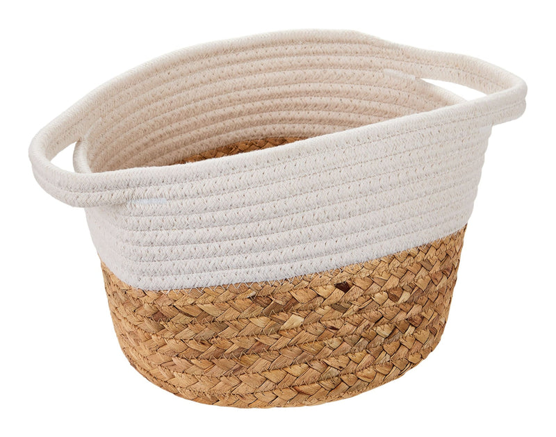 Canvas Molly Woven Cotton Rope Two-Toned Storage Basket I9