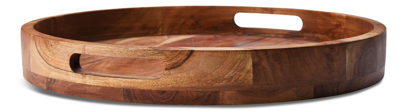 CANVAS Round Wood Serving Tray with Cut-Out Handles, 16-in F0