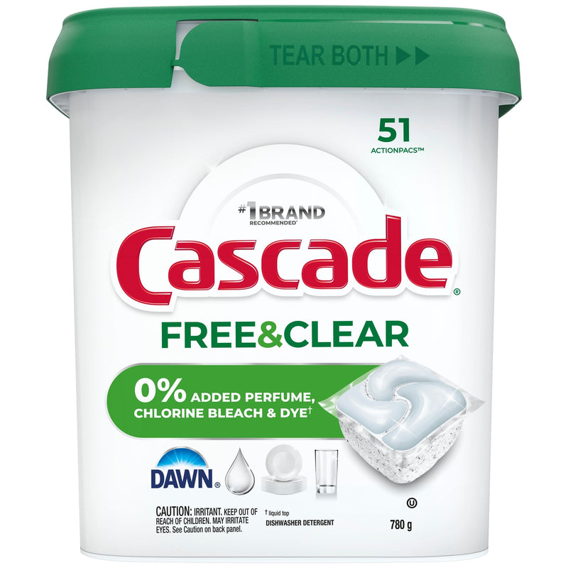 Cascade Free & Clear ActionPacs Dishwasher Detergent Pods, Unscented, 51-pk C0