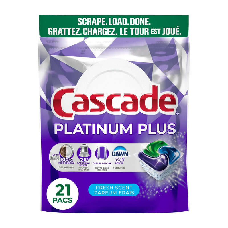 Cascade Platinum Plus ActionPacs Dishwasher Detergent Pods, Fresh, 21 Count L6