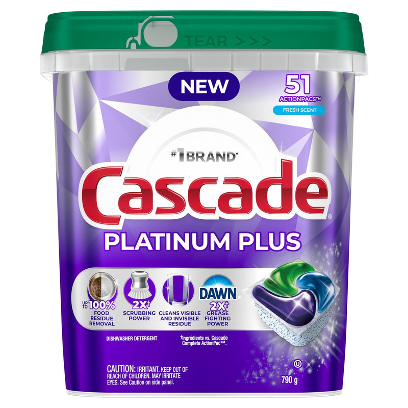 Cascade Platinum Plus ActionPacs Dishwasher Detergent Pods, Fresh, 51-pk H7