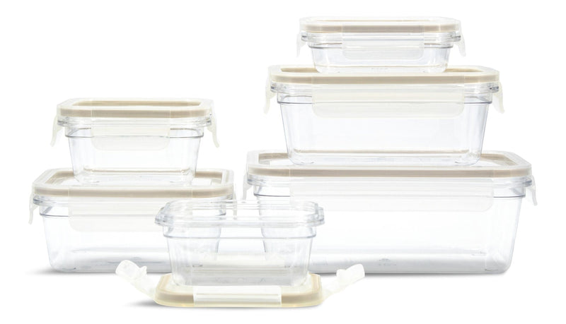 Clearlock Clear Clip Lid Food Storage Container Set with Tritan Base, Nestable, 6 Count E4
