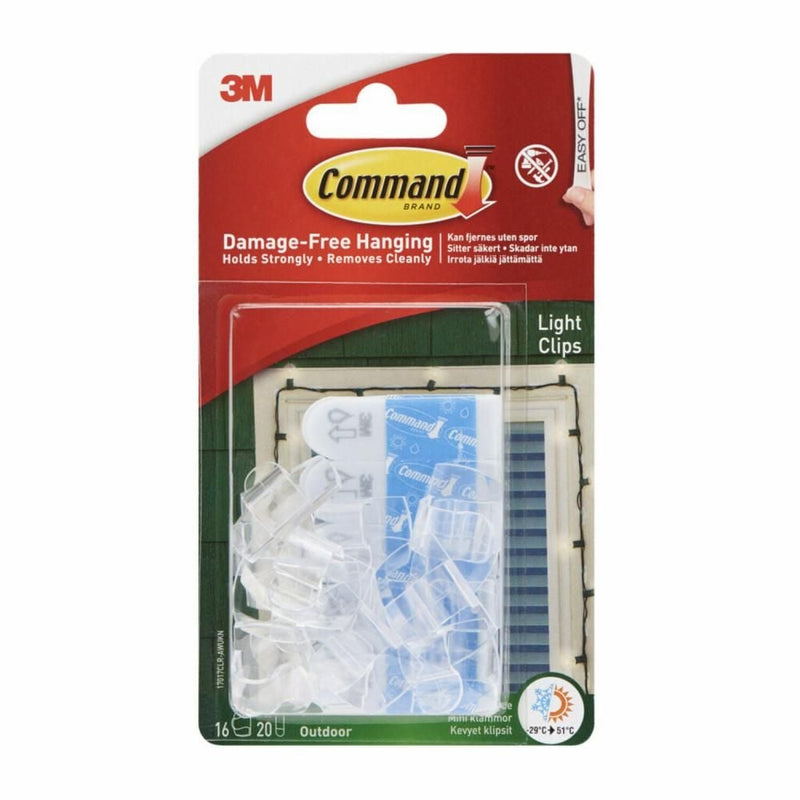 Command Clear Small Light Clips, for Outdoor, All Weather Strips Included O6