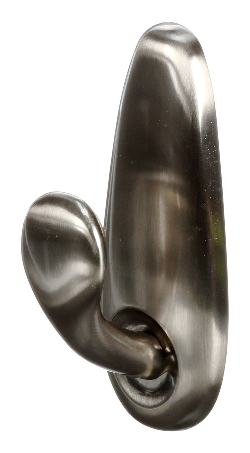 Command Large Decorative Metallic Hook with Adhesive Strips, Brushed Nickel, 5-lbs, 1 Strip per Pack I1