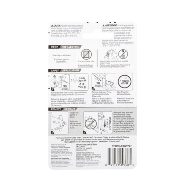Command Outdoor Medium Window Hooks, No Surface Damage, 5 Hooks per Pack T7
