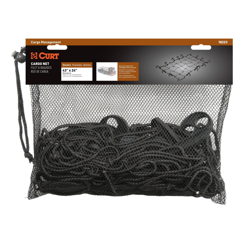 CURT 18223 Elastic Cargo Net with Hooks for Hitch Carrier, 43 x 24-in M2