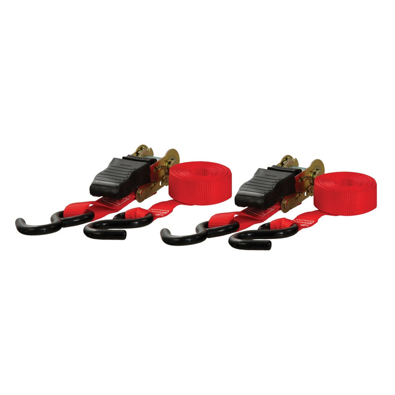 CURT 83001 10-ft Red Cargo Straps with S-Hooks (500-lb, 2-pk) P1