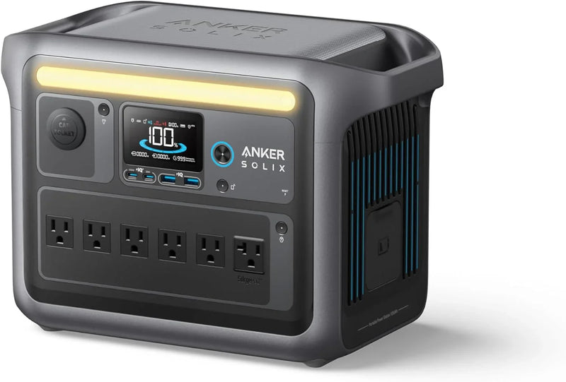 Portable Power Station with 200W Solar Panel, 1800W Solar Generator, 1056wh LFP (LiFePO4) Battery, 6 AC Outlets, Up to 2400W for Home, Power Outages, and Outdoor Camping W5