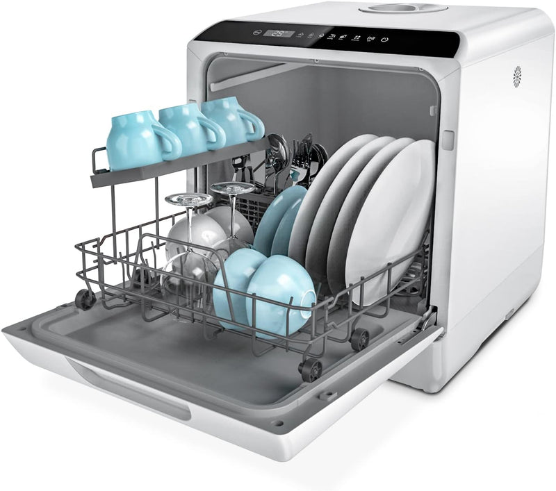 Countertop Dishwasher, 5 Washing Programs Portable Dishwasher With 5-Liter Built-in Water Tank For Glass Door Z7