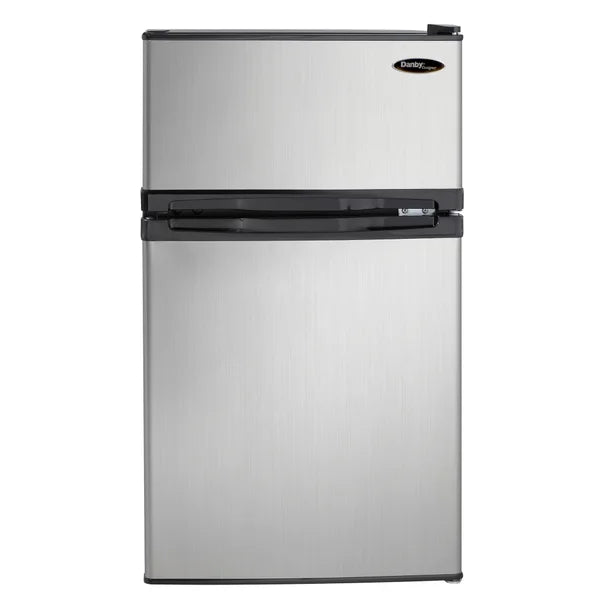 Danby Designer 3.1 cu. ft. Dual Door Compact Fridge with Freezer in Stainless-steel Look Q9