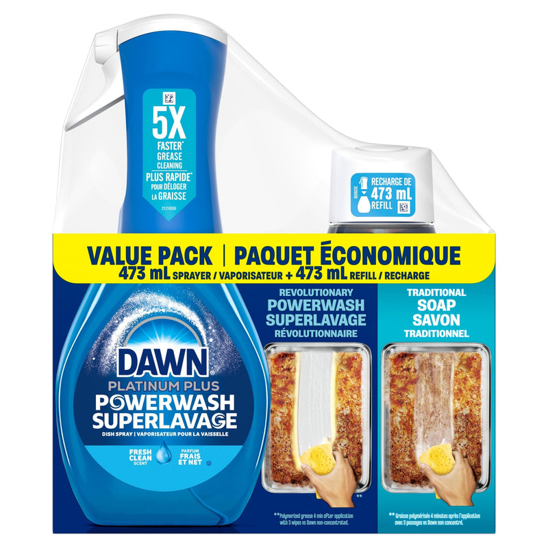 Dawn Platinum Powerwash Dish Spray, Fresh Scent Bundle, 1 Starter-Kit M5