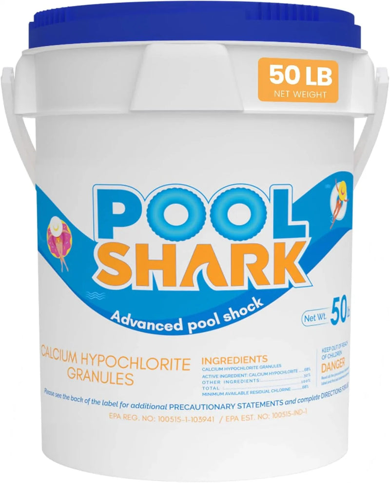 68% Calcium Hypochlorite Pool Shock for Swimming Pools - Chlorine Granules Swimming Pool Shock 50 lbs Bucket - Pool Chlorine for Inground and Above Ground Pool Treatment, Saltwater (50lbs) E0