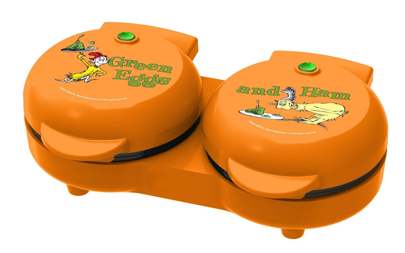 Dr. Seuss Dual Non-Stick Mini Grill & Griddle, 1100 W, Orange A2