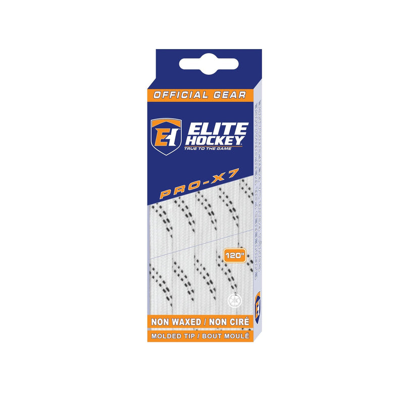 Elite Hockey Pro-X7 Skate Laces, Non-Waxed, White, Assorted Sizes P9