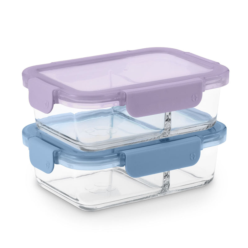 Ello Colour-lock Divided Meal Prep, 3.4 Cup, 2-pk Y8