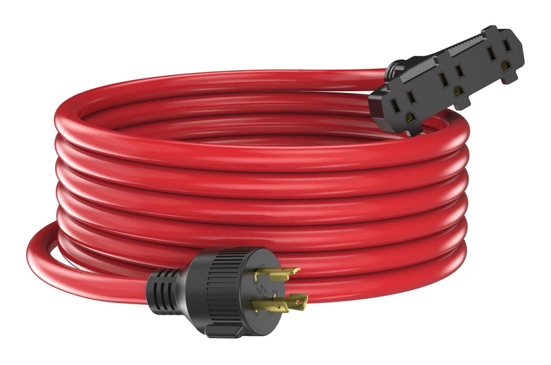 Energizer 30A 25-ft Triple-Outlet Extension Cord, Red W0