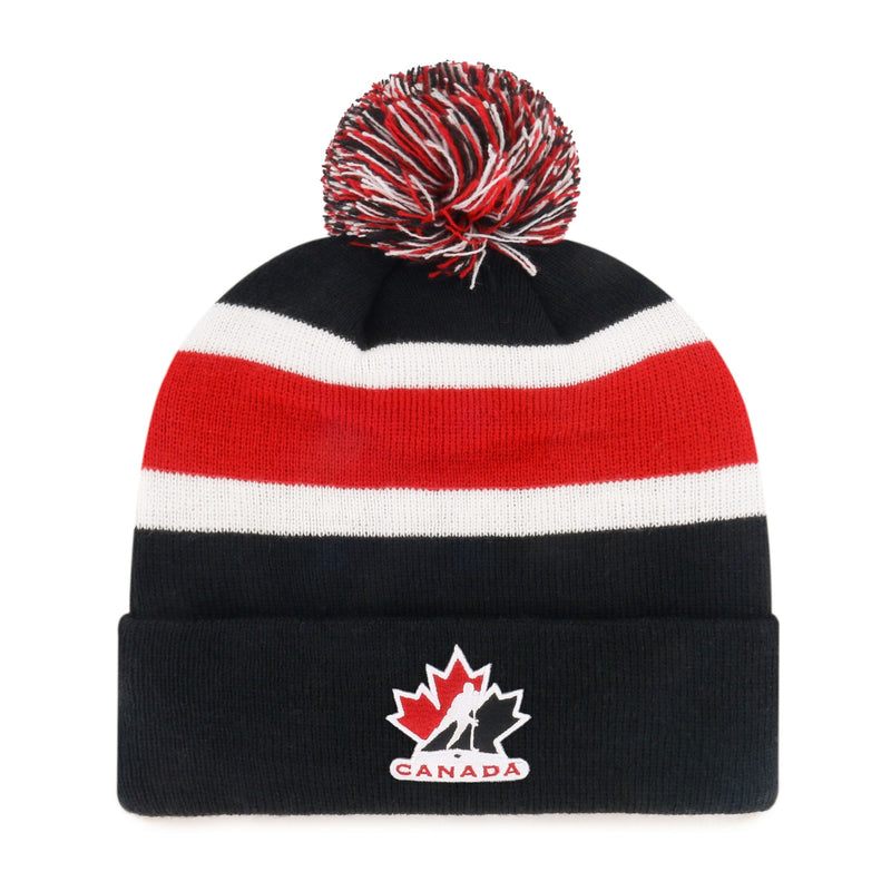 Fan Favorite NHL Team Canada Adult Standard Mass Knit Toque with Breakaway Cuff and Pom Pom W3