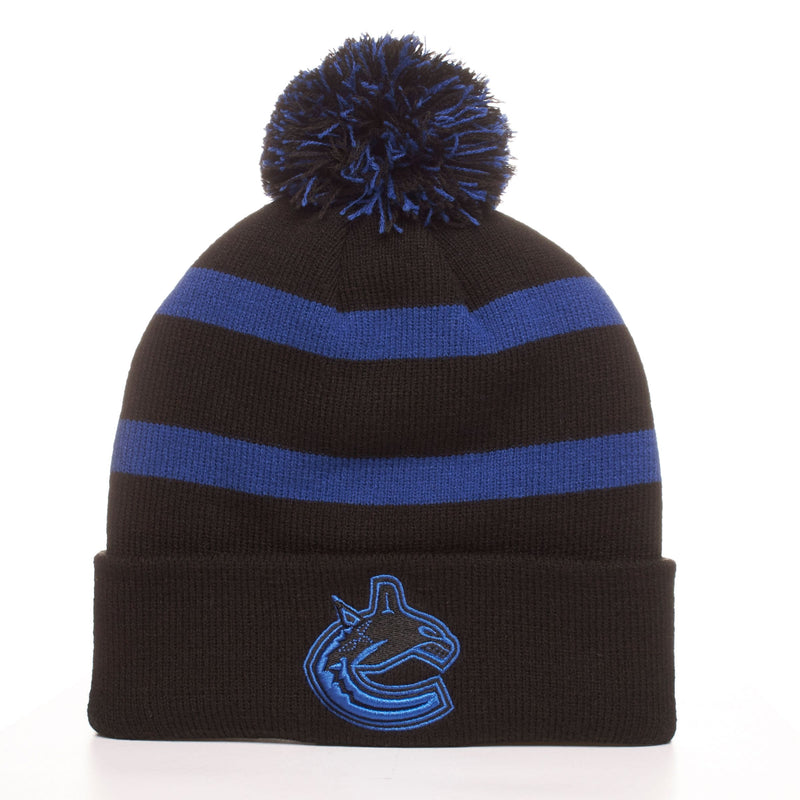 Fan Favorite NHL Vancouver Canucks Mass Breakaway Cuff Knit Pom Toque, Black, Adult A7