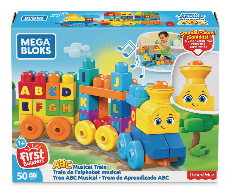 Fisher Price Mega Bloks First Builders ABC Musical Learning Train Playset, 50 pc, Ages 1+ J2