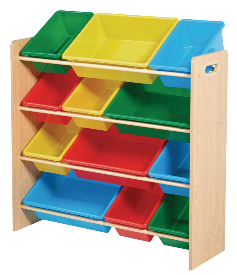 For Living Kids 12-Bin Bedroom/Playroom Toy Storage Organizer, Yellow A9