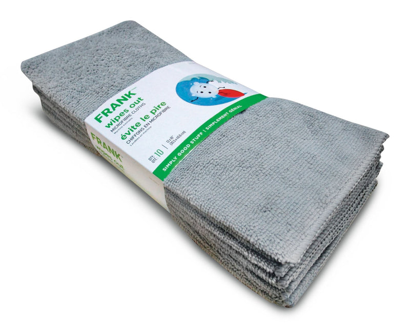 FRANK All-Purpose Machine Washable Microfibre Cloths, Grey, 10-pk A6