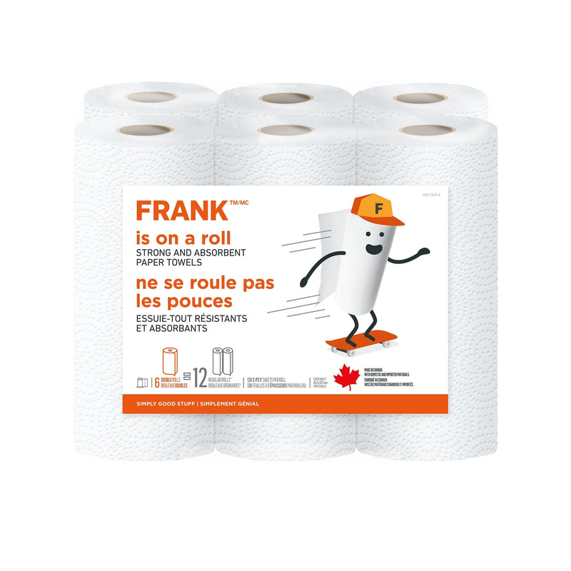 FRANK Paper Towel, 2-ply, 6-pk, Adjustable Tear Size F3