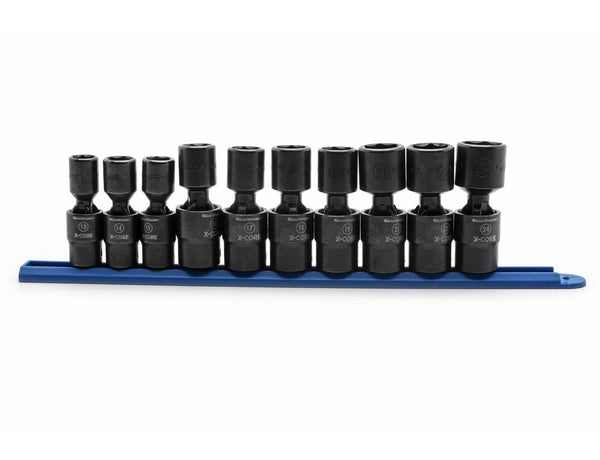 GearWrench 6 Point Standard Drive X-Core Pinless Universal Impact Socket Set, Metric, 1/2-in, 10-pc Y3