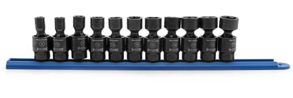 GearWrench 6-Point Standard Drive X-Core Pinless Universal Joint Impact Socket Set, Metric, 3/8-in, 11-pc E6