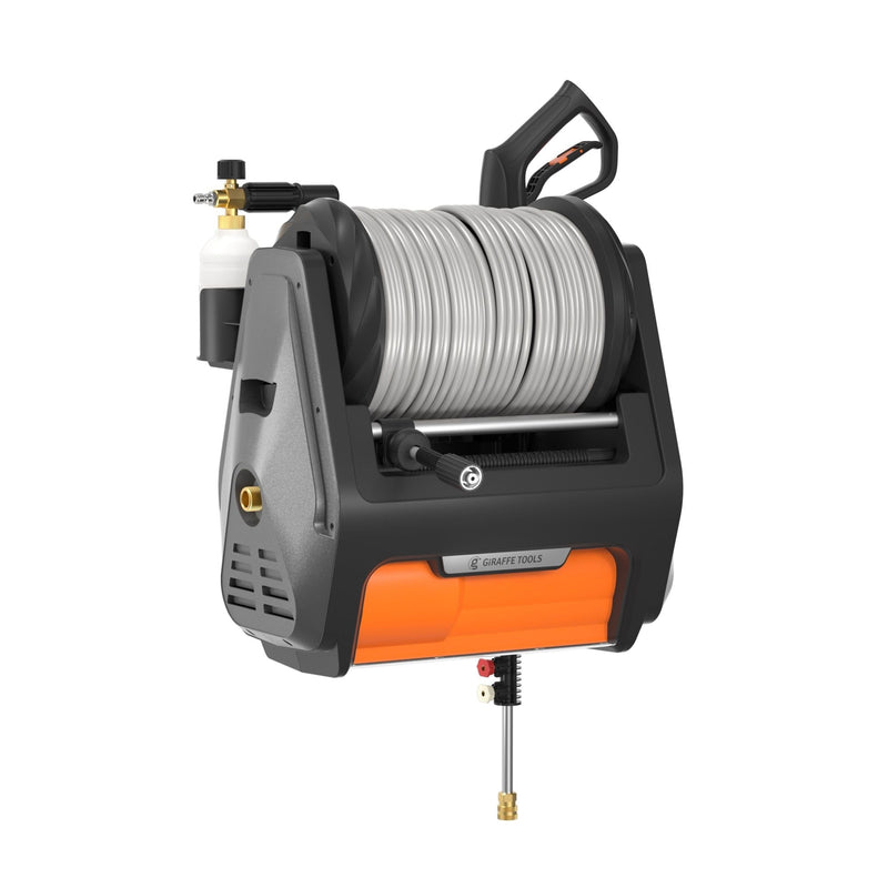 Giraffe Tools Grandfalls Pro Wall Mounted 2700 PSI 1.6 GPM Brushless Retractable Electric Pressure Washer with 100-ft Hard Hose K4