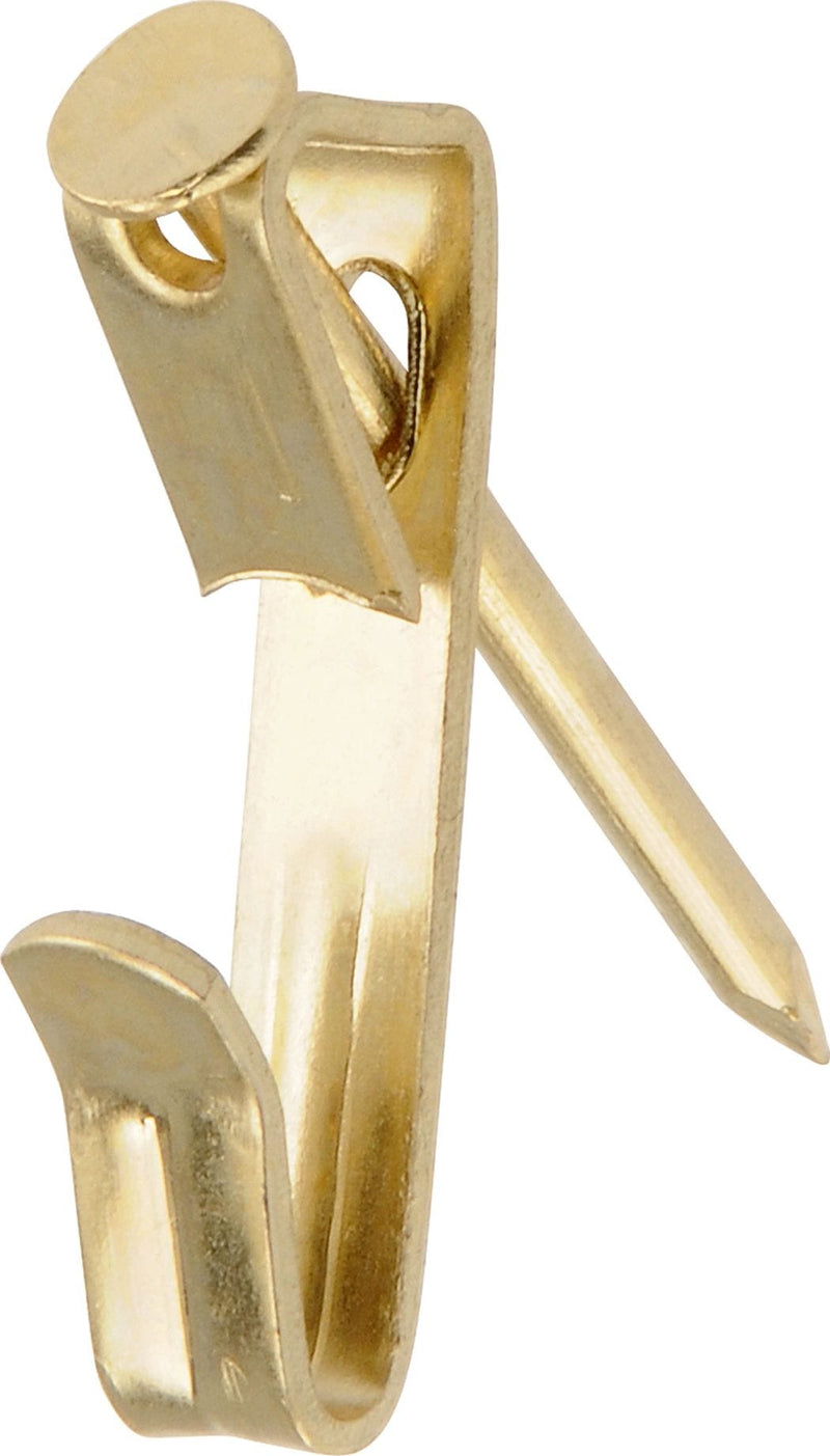 Hillman Conventional Picture Hanger, For DrywAll/ Plaster WAll, 30-lb Capacity, Brass Plated, 6-pk R6