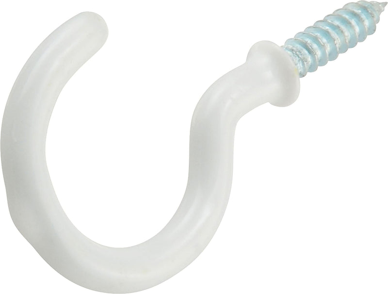 Hillman Steel Vinyl Mug Cup Hooks, Screw-In, White, 1-1/4in, 3-pk W1