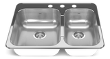Kindred Reginox Drop In Double Bowl 3-Hole Kitchen Sink, 27.25-in. x 20.56-in, Stainless Steel