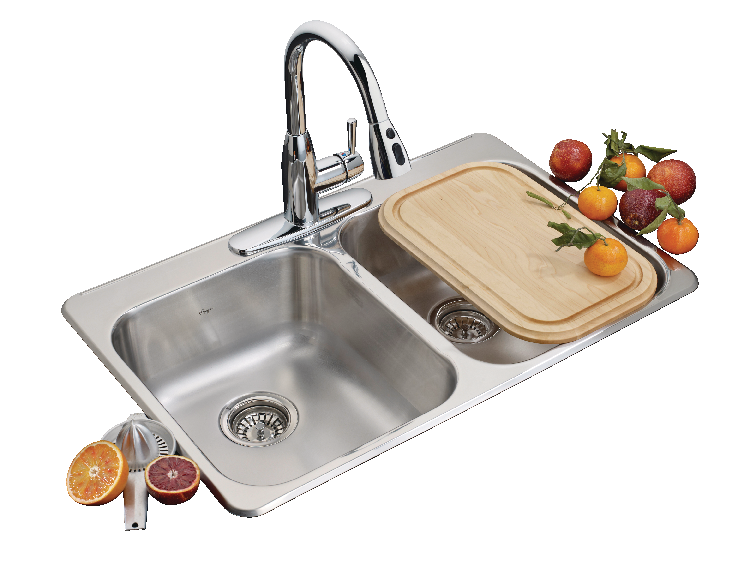 Kindred Reginox Drop In Double Bowl 3-Hole Kitchen Sink, 31.25-in LR x 20.5-in FB, Stainless Steel R4