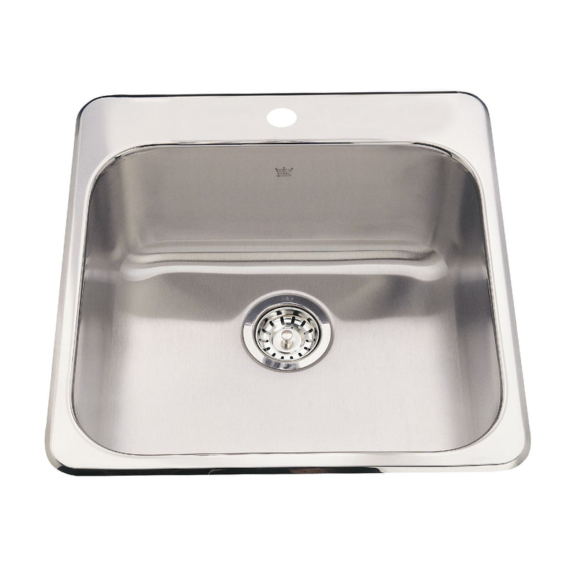 Kindred Steel Queen Top Mount Stainless Steel Single Bowl Kitchen Sink, 23x23x7-in P3
