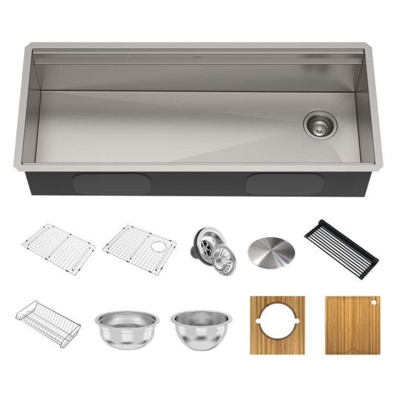 Kraus Kore 2-Tier Workstation Undermount 16-Gauge Single Bowl Kitchen Sink with 10 Accessories, 45-in M5