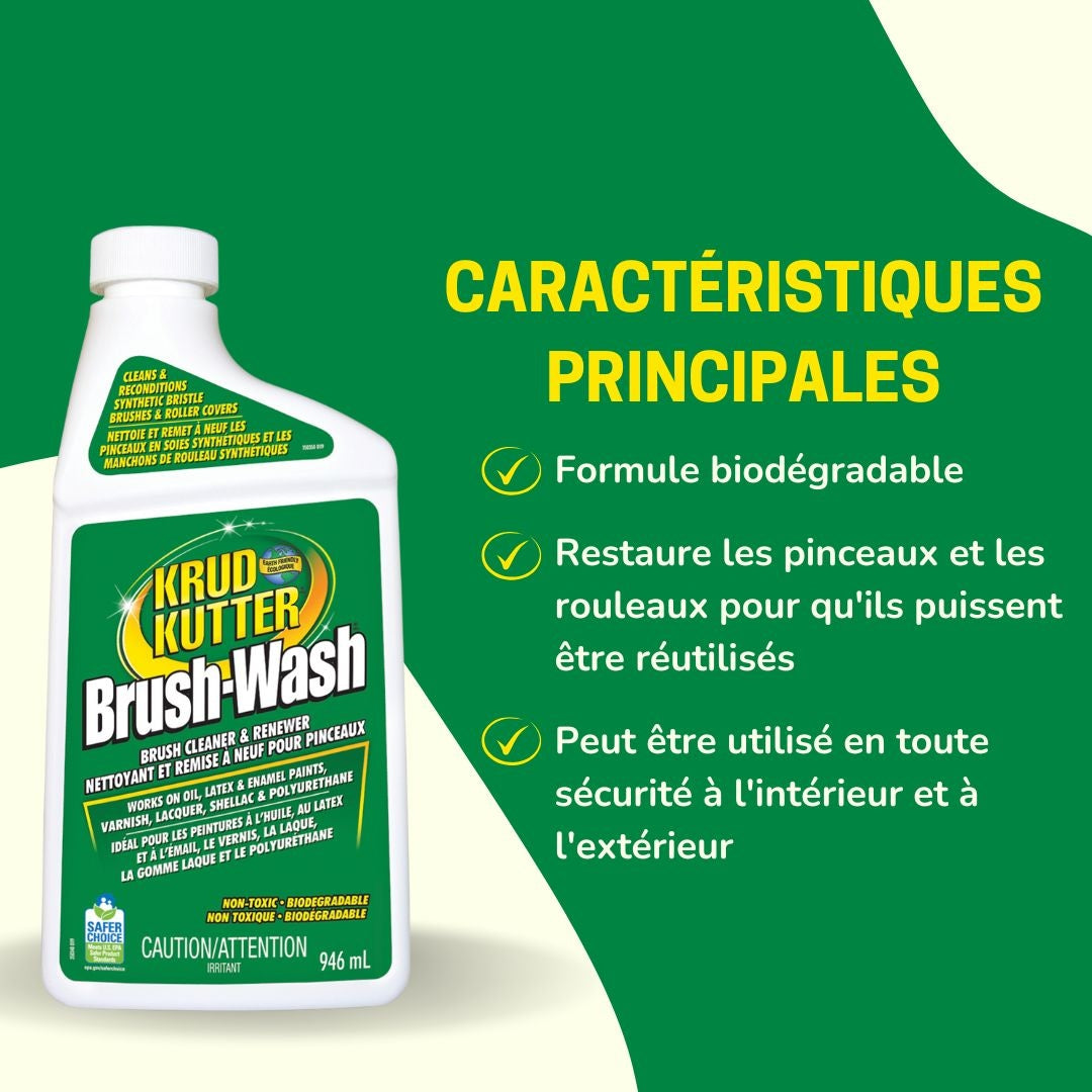 Krud Kutter Brush-Wash Cleaner & Renewer For Oil, Latex & Enamel Paint, Non-Toxic, 946-mL